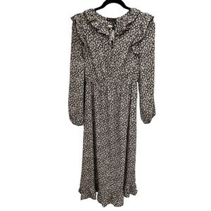 Very J Womens Black Floral Cottagecore Long Sleeve Dress Size Small NWT